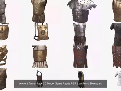 Ancient Armor Pack 3D Model Game Ready PBR Low Poly