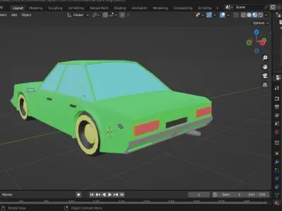 Car Green 3D LOWPOLY Free low-poly 3D model