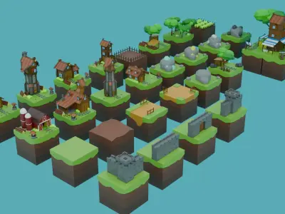 RTS Medieval Settlements Pack 3D model