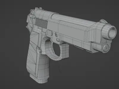 Beretta M9 Low-poly 3D model 2