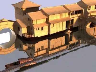 Chinese ancient building town  3D model