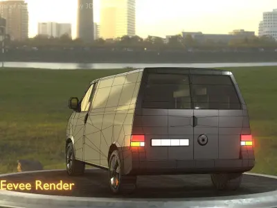 City Car 3 Commercial Transporter Type-C Black  Low-poly 3D model