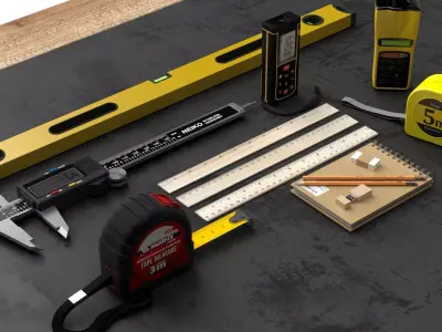 Professional Measurement Tools Set Low-poly 3D model