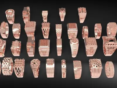 Lot of Various 100 Mens Rings Collection Bulk  3D print model