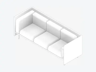 Sofa - Contemporary - Flame - Medium - Armrest Shelf Low-poly 3D model get