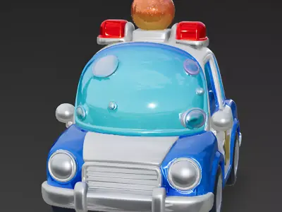 Bubble-Patrol Cartoon Police Car 3D Model Low-poly 3D model