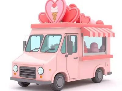 Stylized Valentine  Convertible Car Low-poly 3D model