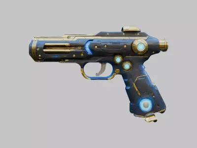 Sci-Fi Handgun 3D Model Low-poly 3D model