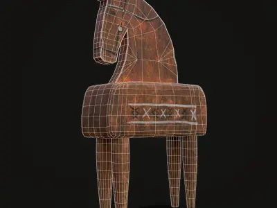 Rustic Hand Painted Toy Horse Low-poly 3D model