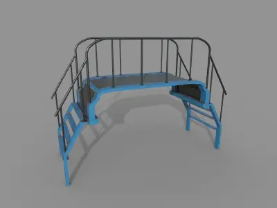 Metal Stairs and Platform Low-poly 3D model
