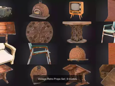 Vintage Retro Props Set 3D Model Pack