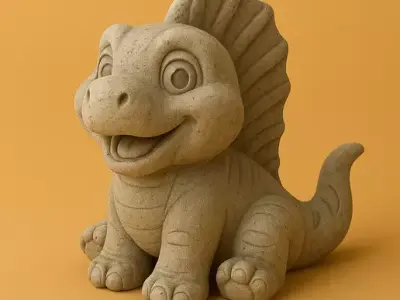 Cute Baby Dimetrodon STL 3D Printable Figurine 3D print model