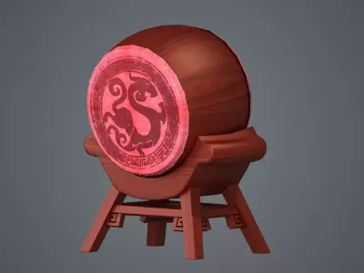 War Drum military drum Shengtang drum gongs 3D model
