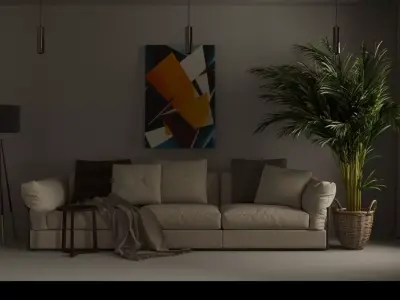 Minimalistic Interior room with plant Free 3D model