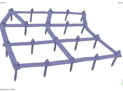 Old rusty harrow 3D model