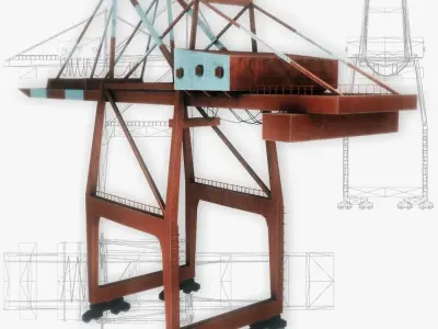 Port crane red low poly Low-poly 3D model