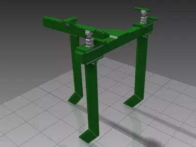 Cultivator metal frame with two legs 3D model