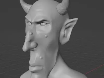 Satyr head of devil with horns 3D model