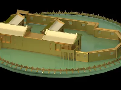 Chinese courtyard house 3D model 2