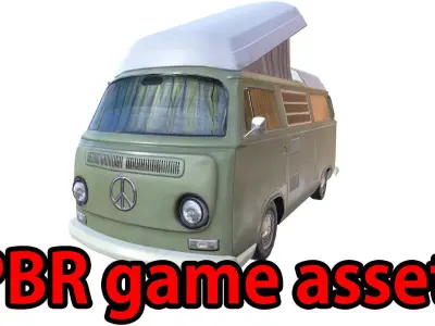PBR VW T2 Van Lowpoly Low-poly 3D model