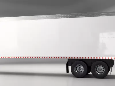 Generic Semi Truck Day Cab and Dry Van Box Trailer 3D model