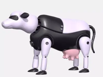 Plastic robot cow  Low-poly 3D model
