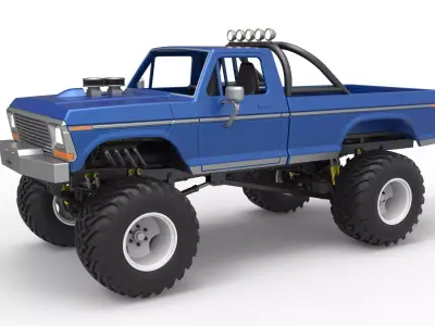 Vintage Monster Truck Scale 1 to 25 3D print model