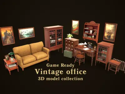 Vintage Office Set 3D Model Pack