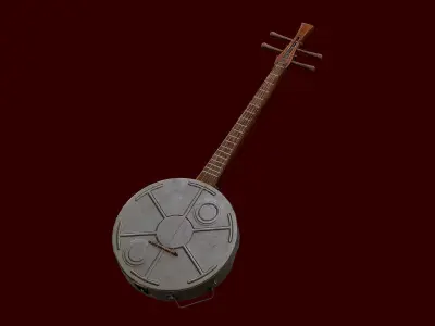 Banjo made from a mine Low-poly 3D model