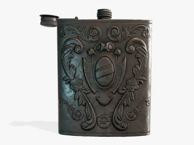 Antique Silver flask Low-poly 3D model