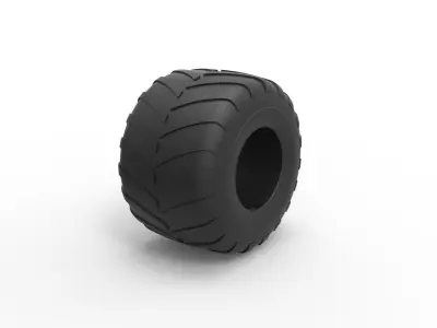 Monster Jam tire 28 Scale 1 to 25 3D print model
