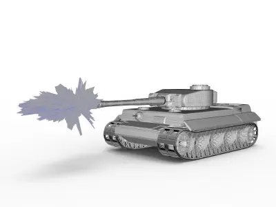 Simple Tiger Tank Low-poly 3D model