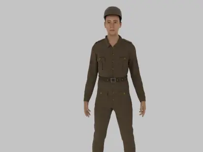WWII British Soldier Low-poly 3D model