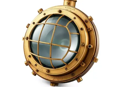 Vintage Brass Nautical Bulkhead Light Low-poly 3D model