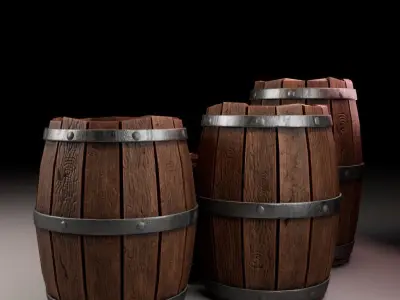 Wooden Marine Cargo Barrel Low-poly 3D model