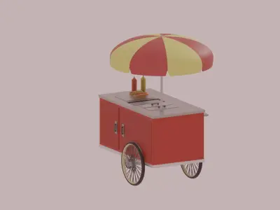 Hot Dog Cart Low-poly 3D model