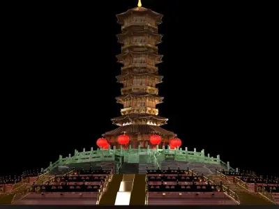 Chinese ancient tower 3D model purchase