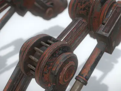Hydraulic Suspension with Tires Rusty Version Rigged and Animate Low-poly 3D model