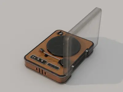 Retro Stylized  Vinyl Player Low-poly 3D model