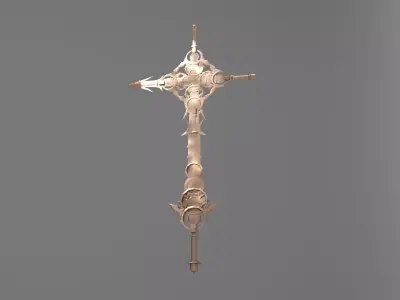 Monster slayer sword holy cross Low-poly 3D model