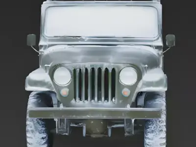 Frozen Classic Open-Top Military Jeep 3D Model Low-poly 3D model