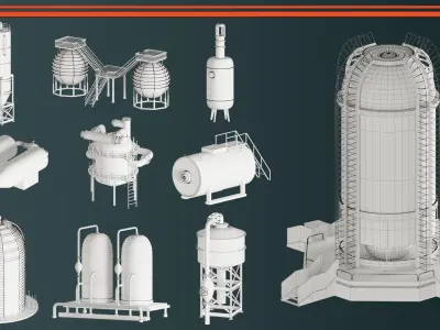 Industrial Tanks VOL-05 Low-poly 3D model