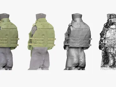 001300 army green top body armor shield 3D model