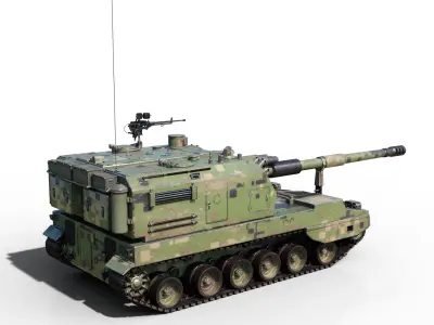 4 coatings of PLA Army PLZ05 155mm Self-Propelled Howitzer Low-poly 3D model