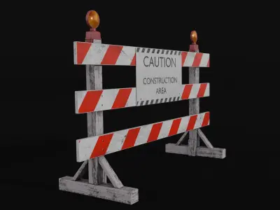 Construction Barricade Low-poly 3D model purchase