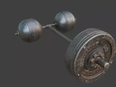 Vintage Circus Strongman Heavy Barbell 3D Model Free low-poly 3D model