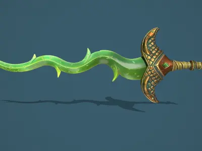 Snake two handed sword Low-poly 3D model