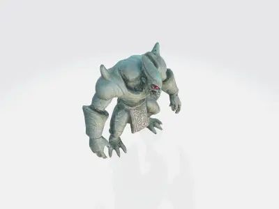 A large muscular gray monster with horns 3D model