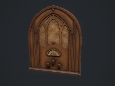 Antique Table Top Cathedral Radio Low-poly 3D model