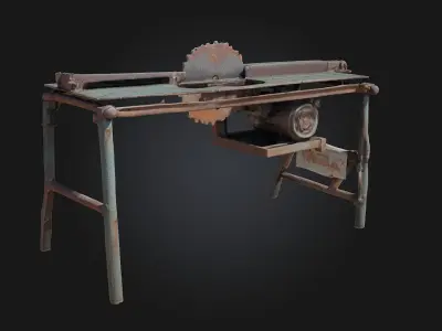 Rustic Saw Table  Handcrafted Grit for Woodworking Scenes 3D model